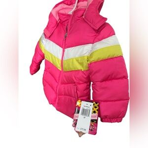 Pink Platinum Kids Puffer Jacket - Pink, Yellow, and White